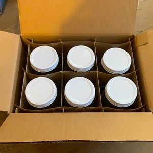 6pc mason jars, white lids